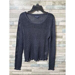 Women’s American Eagle Sheer Sweater Navy Blue Sparkling Size Medium